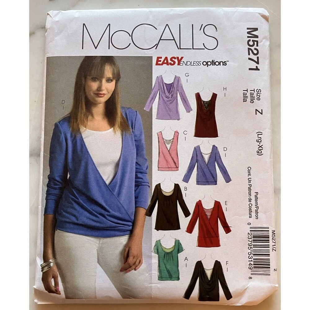 McCall's Pattern M5271 Women's Tops & Tank Tops 8 Styles‎ Size L-XL Uncut